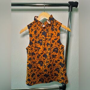 Sleeveless Orange Blouse